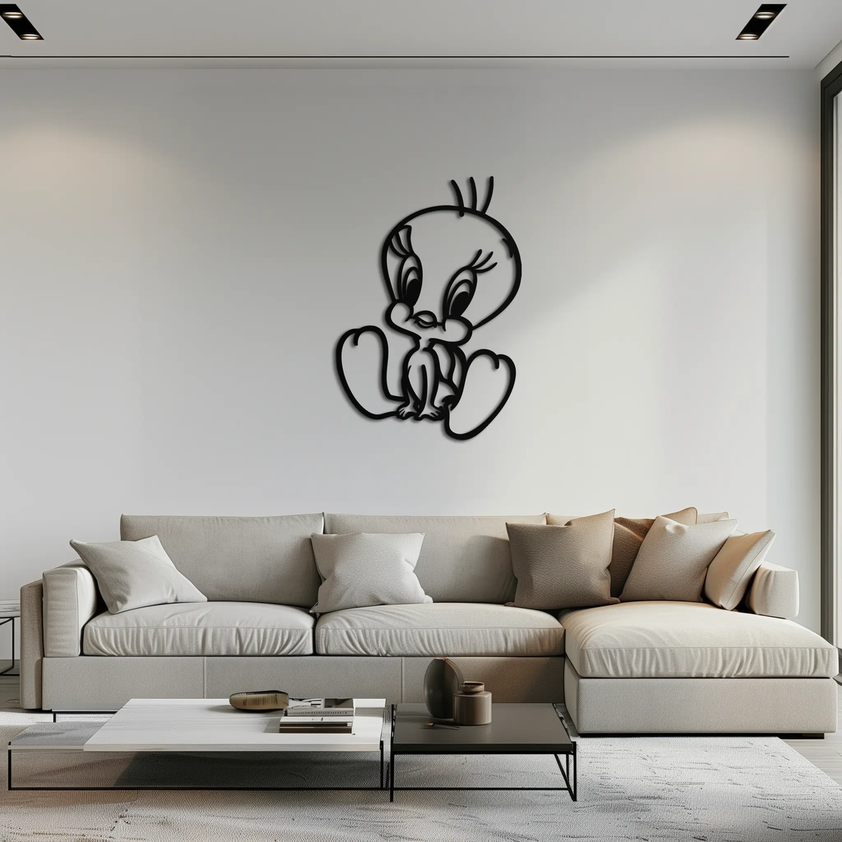 Tweety Bird Metal Wall Art – Classic Cartoon Character Silhouette for Fans- KAF666 by Enova Art