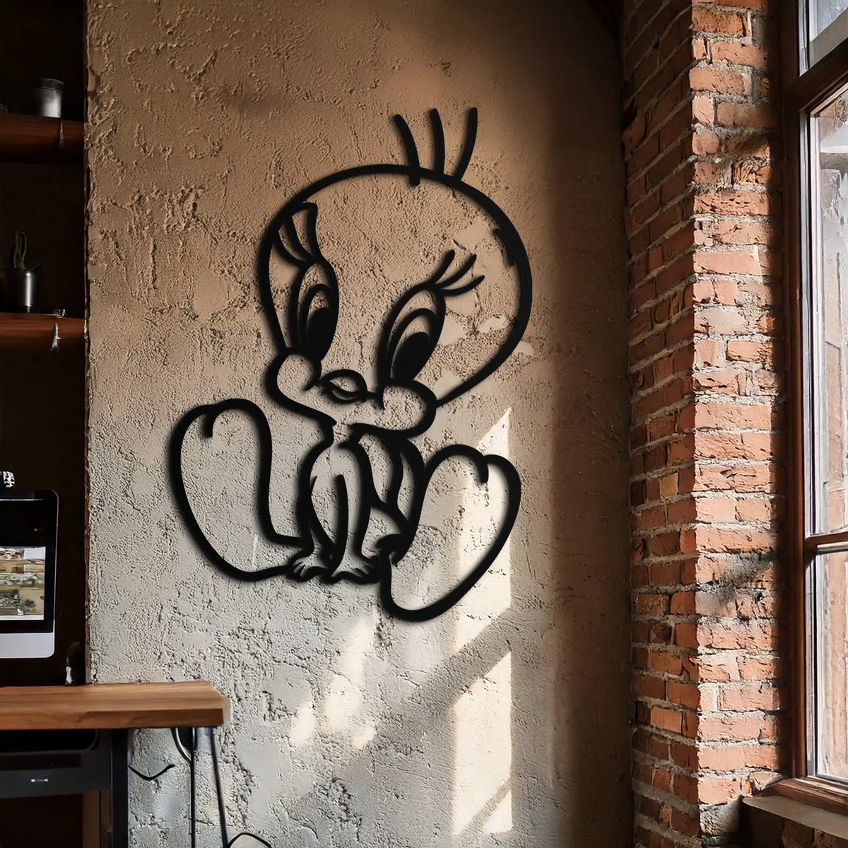 Tweety Bird Metal Wall Art – Classic Cartoon Character Silhouette for Fans- KAF666 by Enova Art