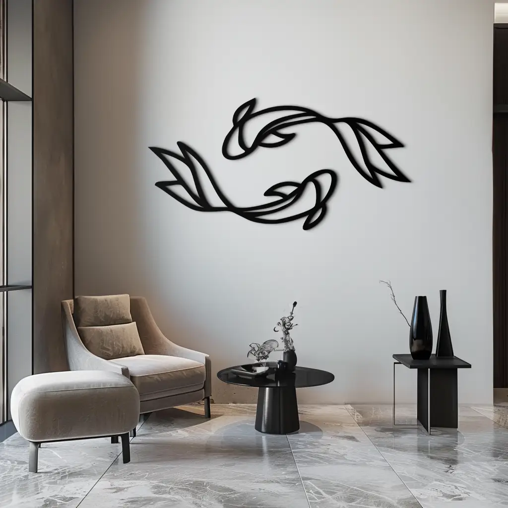 Koi Fish Metal Wall Art – Elegant Silhouette Design for Nature Lovers- KAF667 by Enova Art