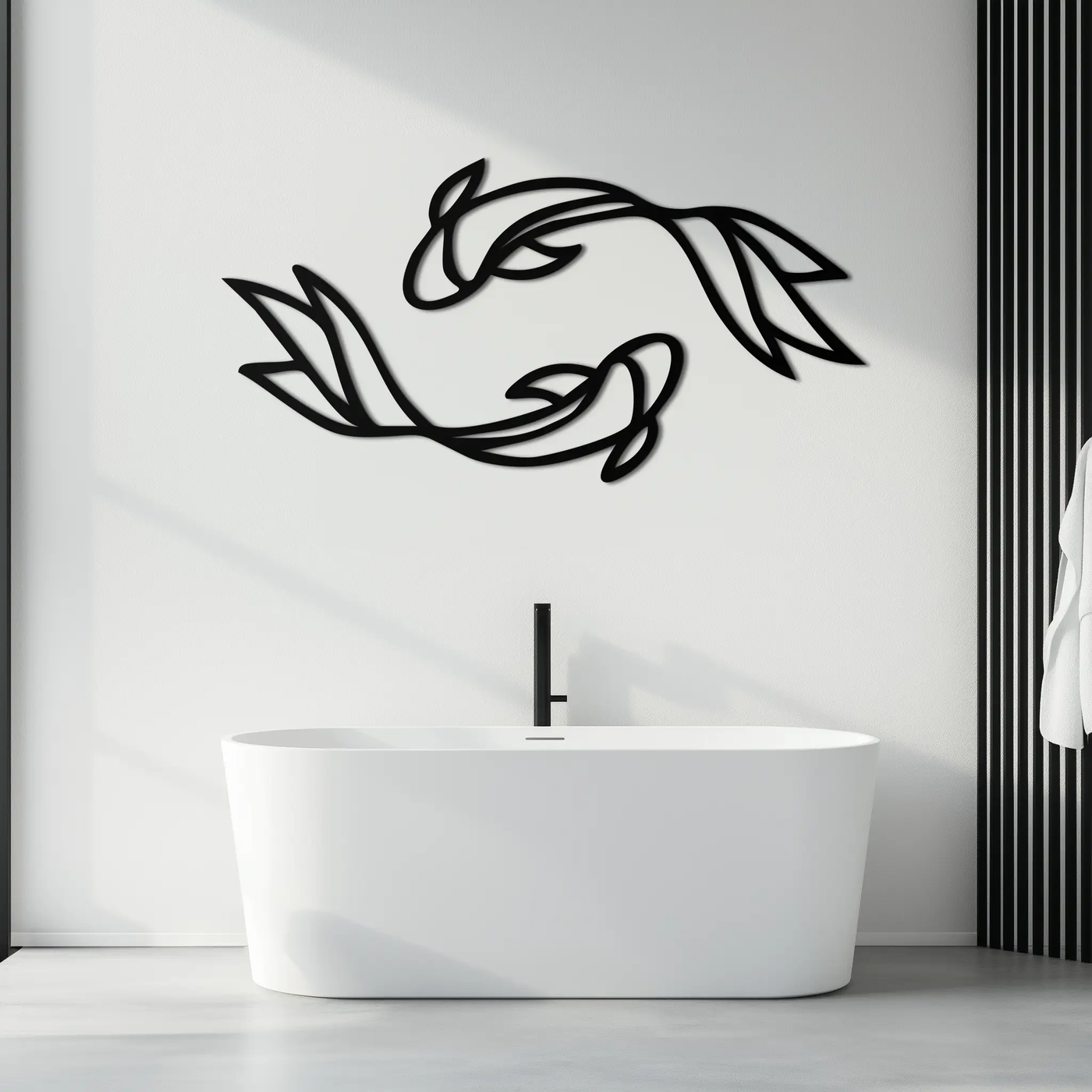 Koi Fish Metal Wall Art – Elegant Silhouette Design for Nature Lovers- KAF667 by Enova Art