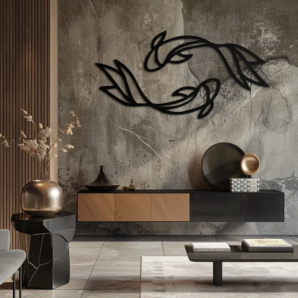 Koi Fish Metal Wall Art – Elegant Silhouette Design for Nature Lovers- KAF667 by Enova Art