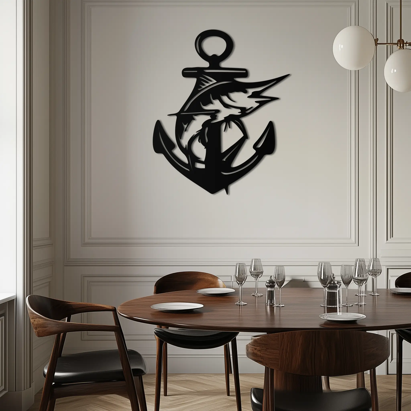 Anchor and Fish Metal Wall Art – Nautical-Inspired Design for Sea Lovers- KAF668 by Enova Art