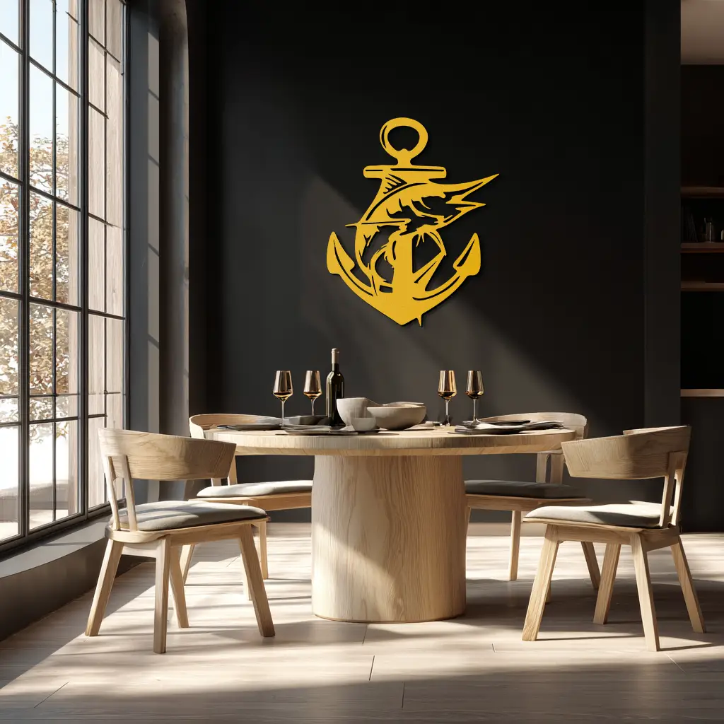 Anchor and Fish Metal Wall Art – Nautical-Inspired Design for Sea Lovers- KAF668 by Enova Art