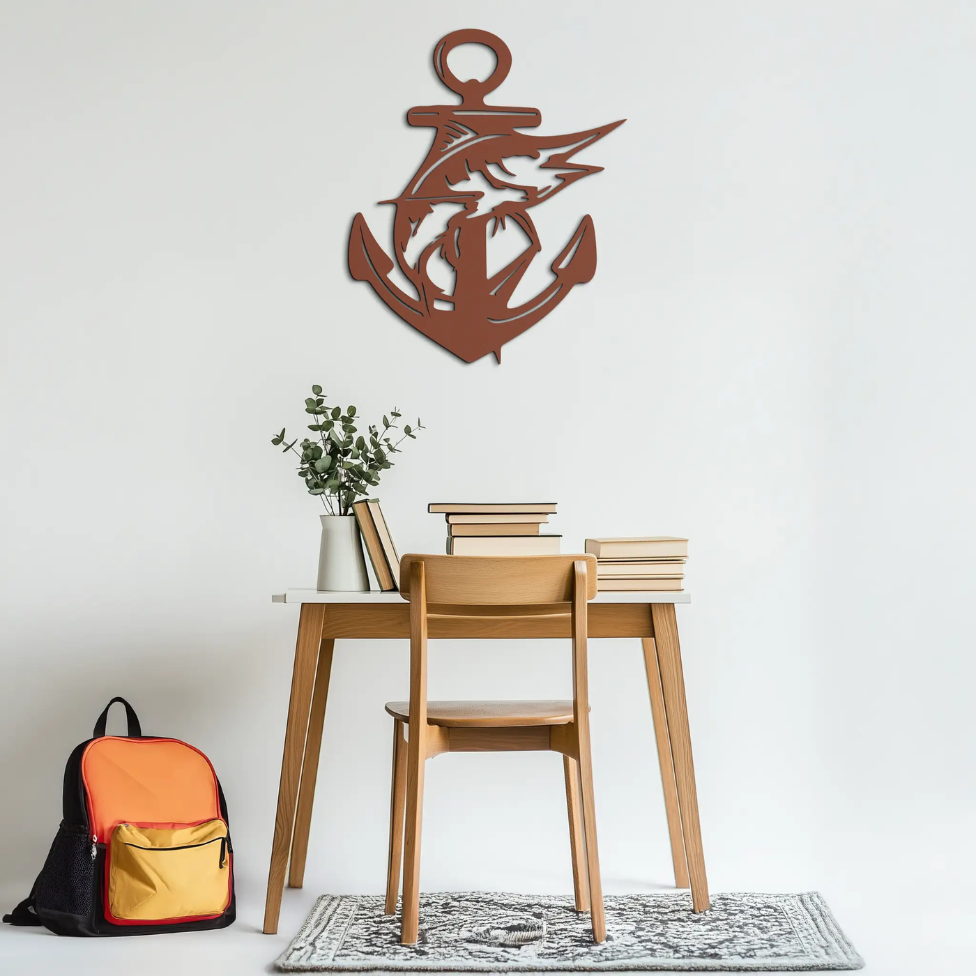 Anchor and Fish Metal Wall Art – Nautical-Inspired Design for Sea Lovers- KAF668 by Enova Art