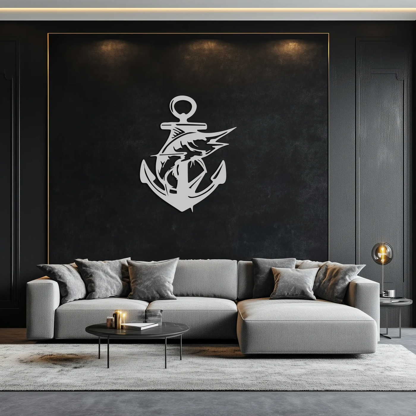 Anchor and Fish Metal Wall Art – Nautical-Inspired Design for Sea Lovers- KAF668 by Enova Art