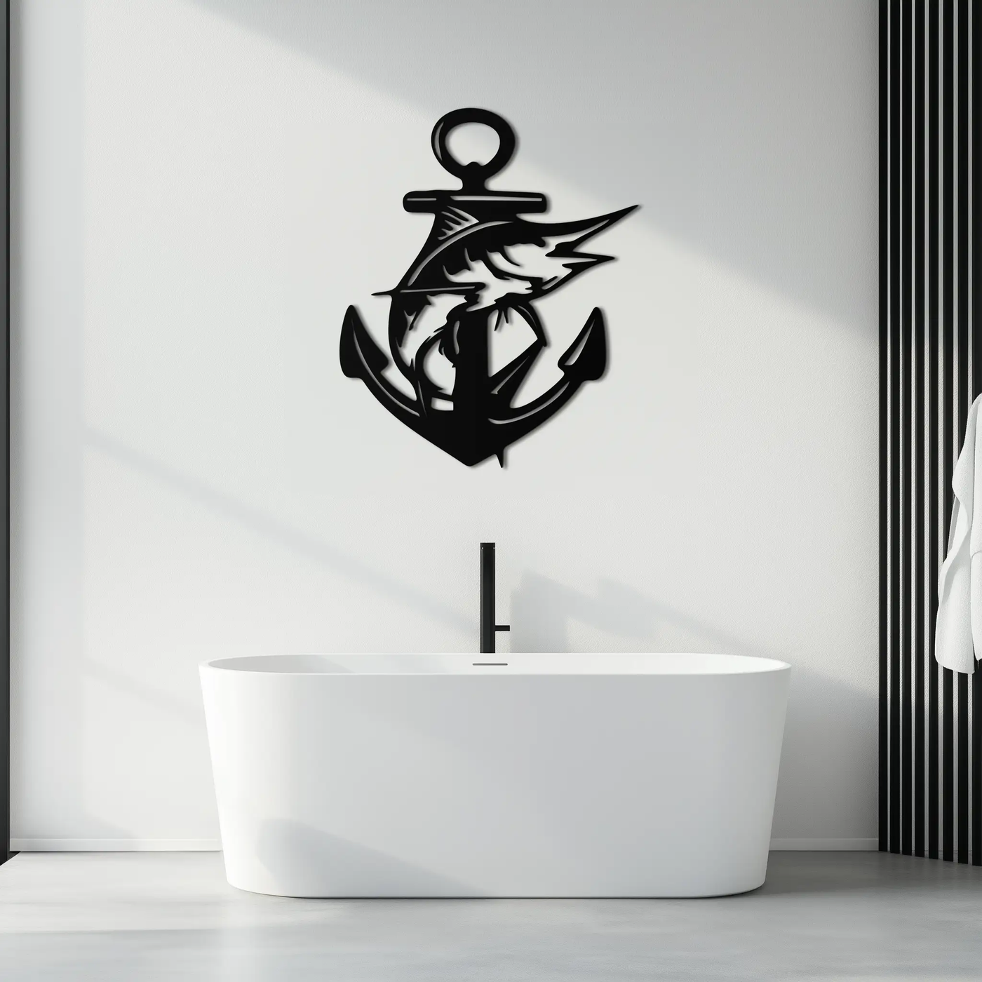 Anchor and Fish Metal Wall Art – Nautical-Inspired Design for Sea Lovers- KAF668 by Enova Art