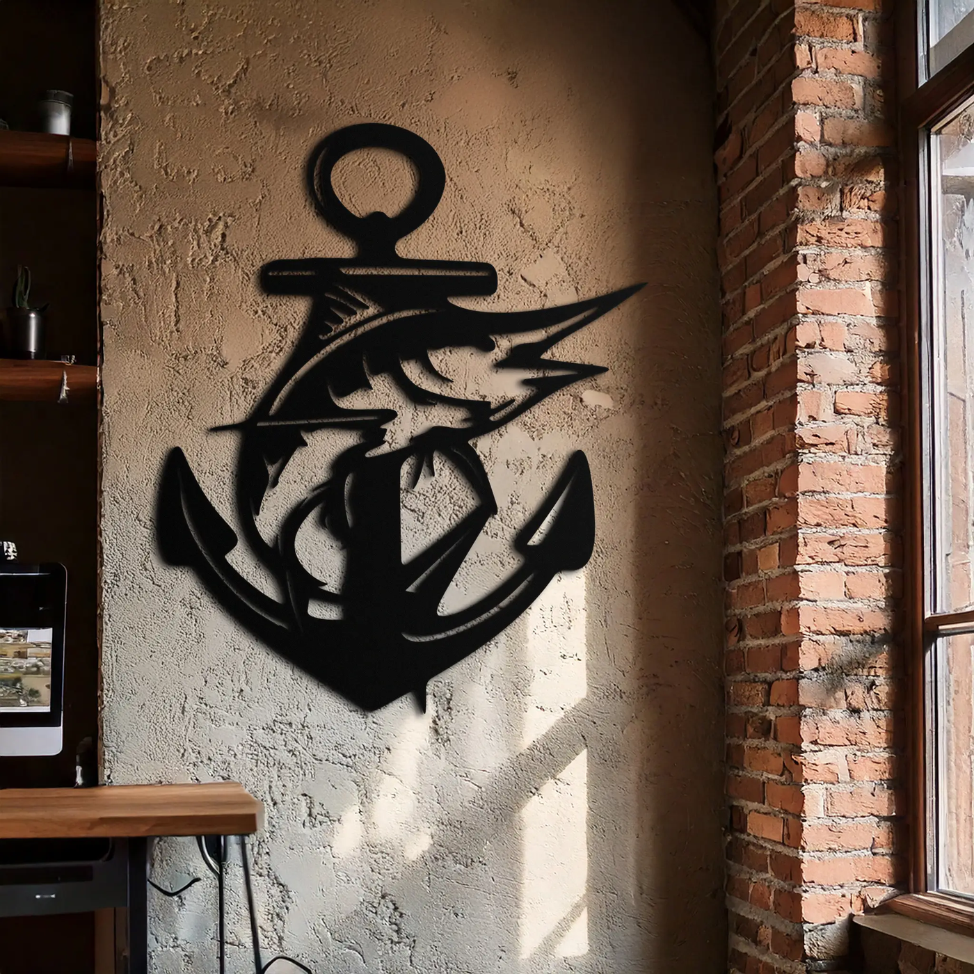 Anchor and Fish Metal Wall Art – Nautical-Inspired Design for Sea Lovers- KAF668 by Enova Art