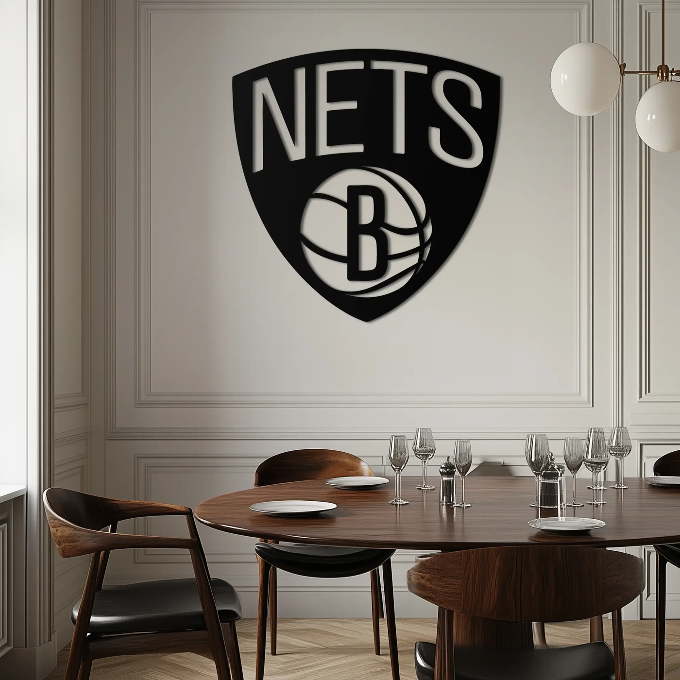 Brooklyn Nets Logo Silhouette Metal Wall Art – Modern Sports-Inspired Decor - KAF669 by Enova Art