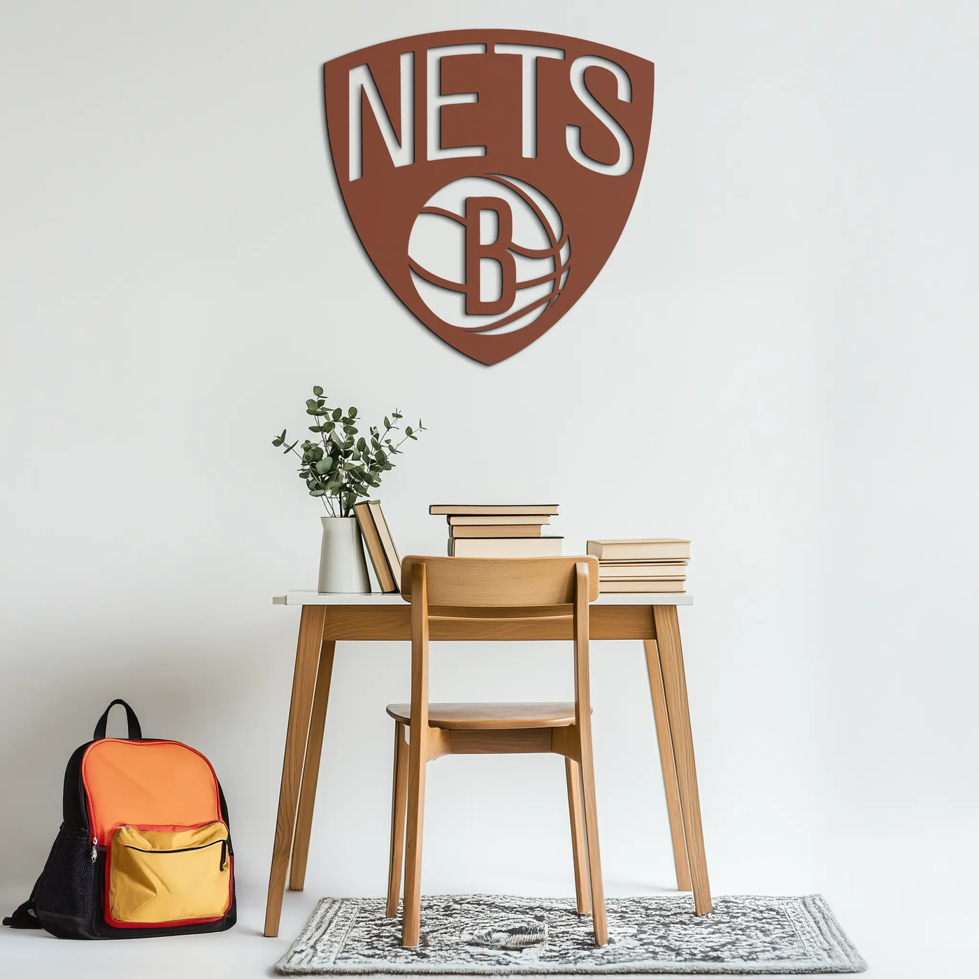 Brooklyn Nets Logo Silhouette Metal Wall Art – Modern Sports-Inspired Decor - KAF669 by Enova Art