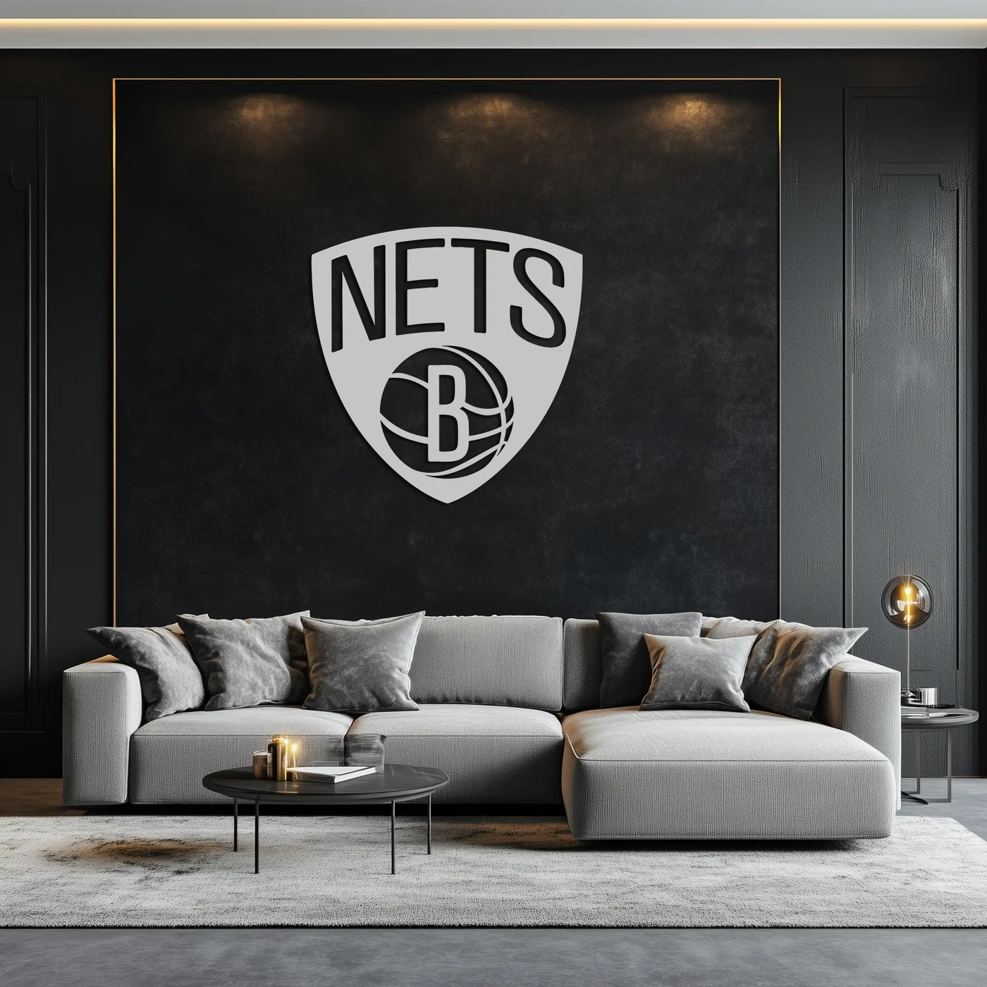 Brooklyn Nets Logo Silhouette Metal Wall Art – Modern Sports-Inspired Decor - KAF669 by Enova Art