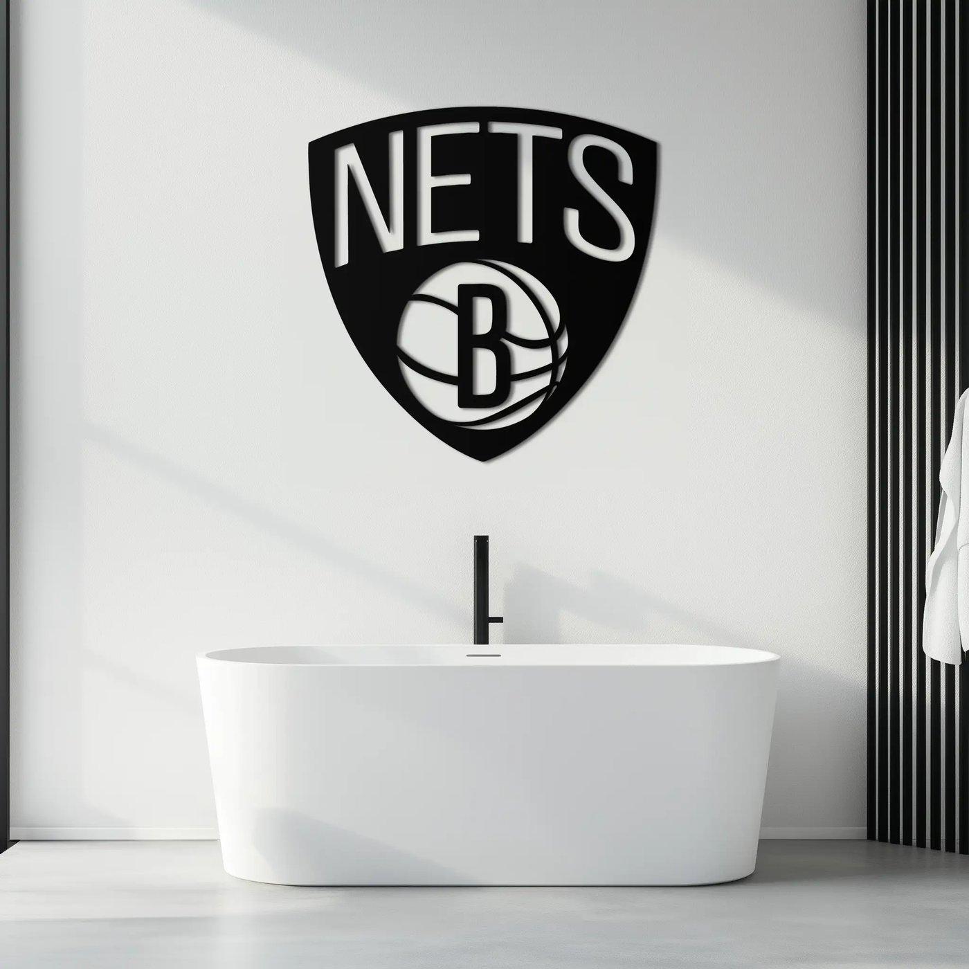 Brooklyn Nets Logo Silhouette Metal Wall Art – Modern Sports-Inspired Decor - KAF669 by Enova Art