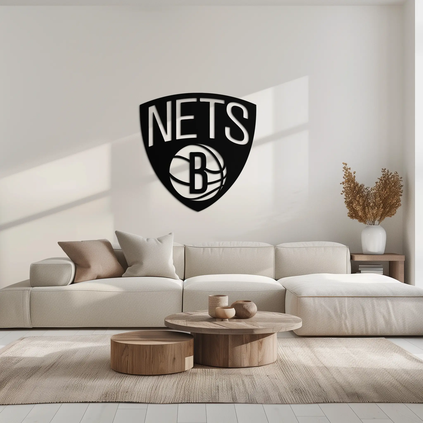 Brooklyn Nets Logo Silhouette Metal Wall Art – Modern Sports-Inspired Decor - KAF669 by Enova Art