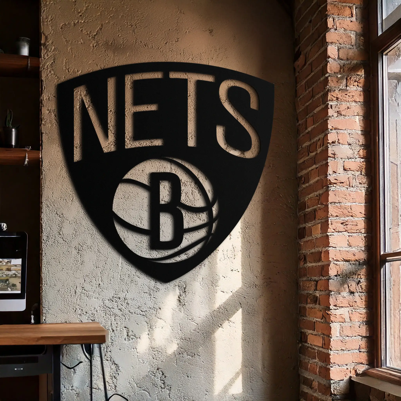 Brooklyn Nets Logo Silhouette Metal Wall Art – Modern Sports-Inspired Decor - KAF669 by Enova Art