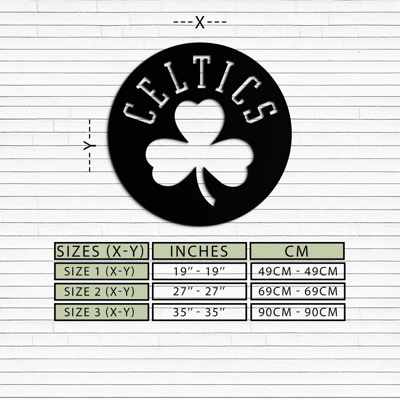Celtics Shamrock Emblem Metal Wall Art – Bold Round Sports Decor for Fans- KAF671 by Enova Art
