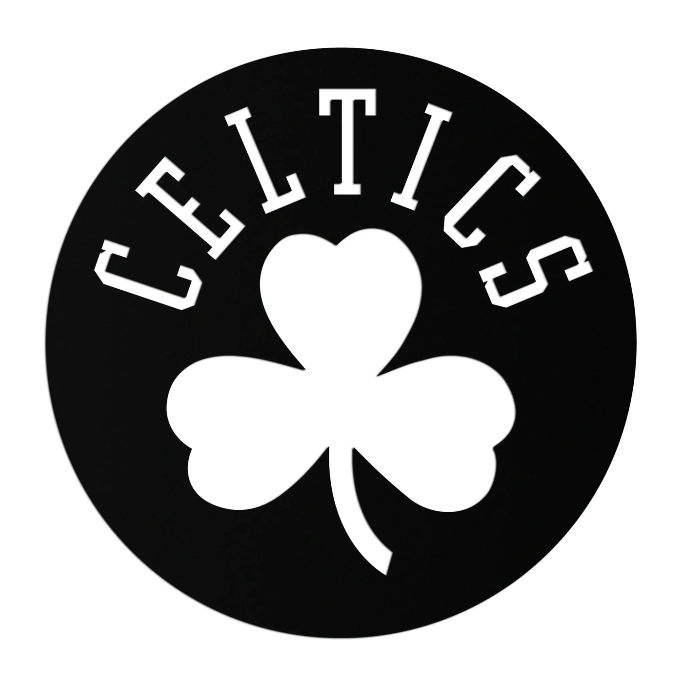 Celtics Shamrock Emblem Metal Wall Art – Bold Round Sports Decor for Fans- KAF671 by Enova Art