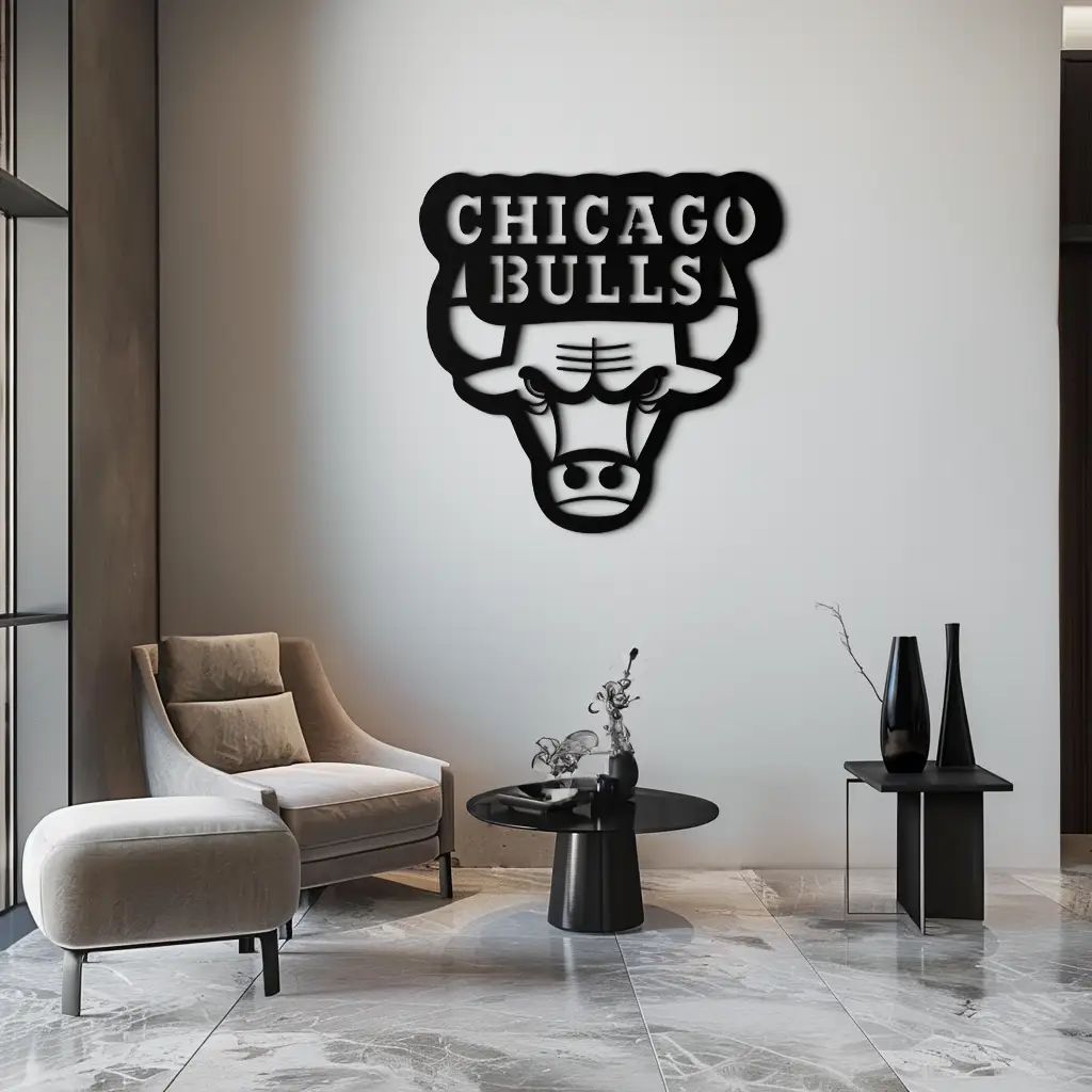 Chicago Bulls Logo Metal Wall Art – Iconic NBA Team Emblem for Sports Fans- KAF672 by Enova Art