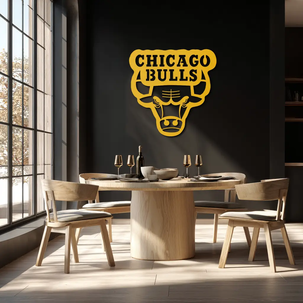 Chicago Bulls Logo Metal Wall Art – Iconic NBA Team Emblem for Sports Fans- KAF672 by Enova Art