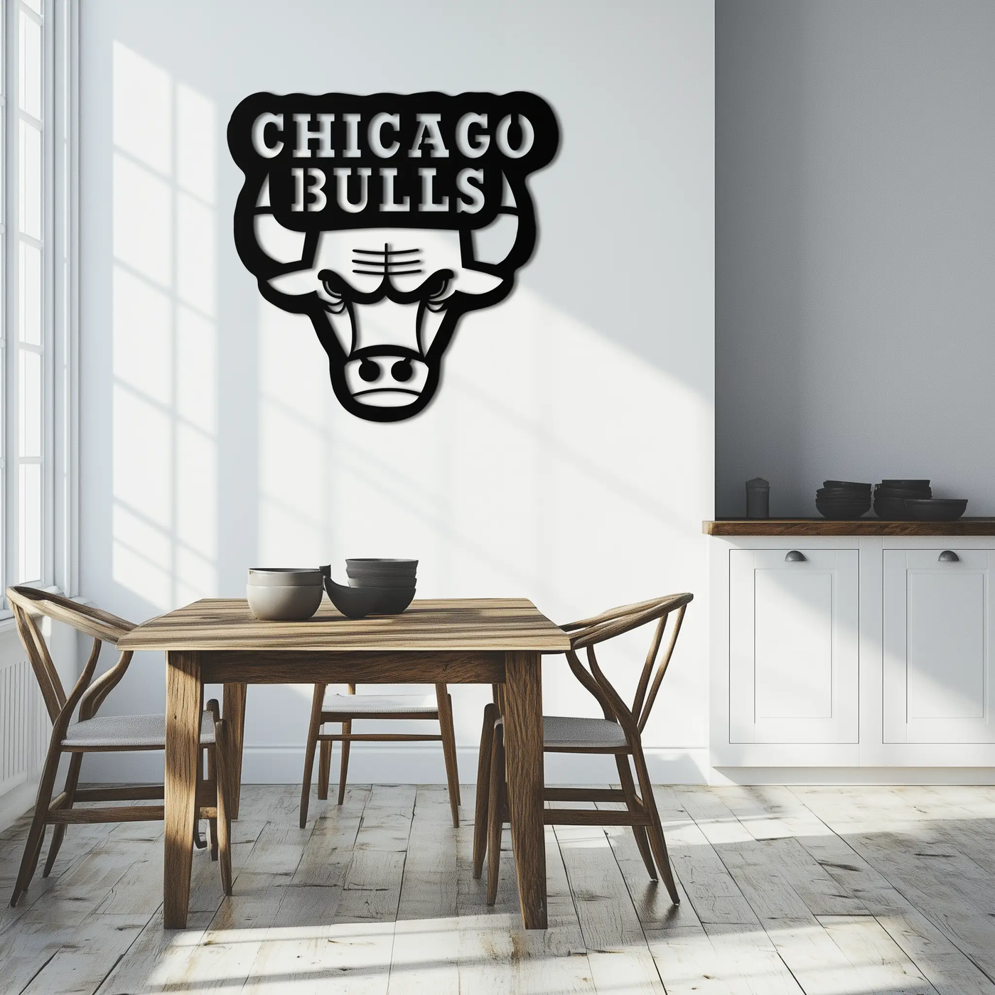 Chicago Bulls Logo Metal Wall Art – Iconic NBA Team Emblem for Sports Fans- KAF672 by Enova Art