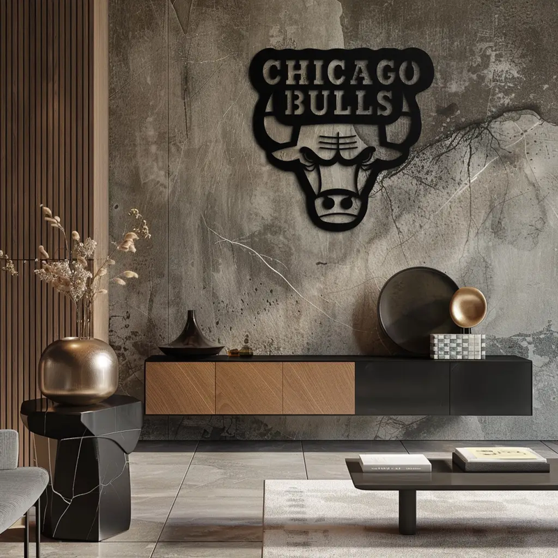 Chicago Bulls Logo Metal Wall Art – Iconic NBA Team Emblem for Sports Fans- KAF672 by Enova Art