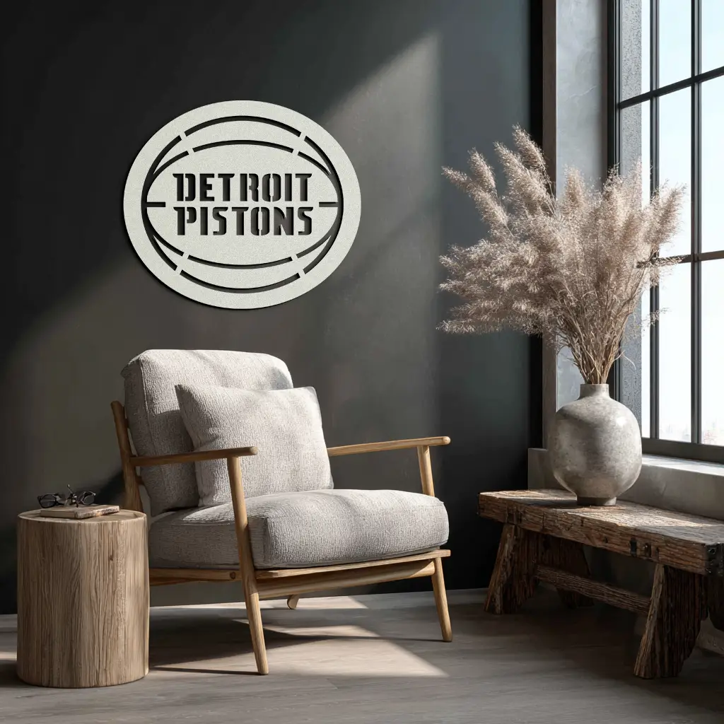 Detroit Pistons Metal Wall Art – Bold Basketball Logo Design for Sports Enthusiasts- KAF673 by Enova Art