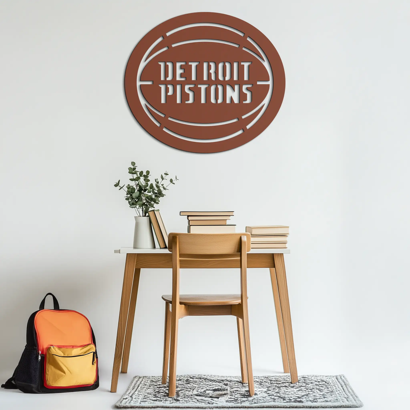 Detroit Pistons Metal Wall Art – Bold Basketball Logo Design for Sports Enthusiasts- KAF673 by Enova Art