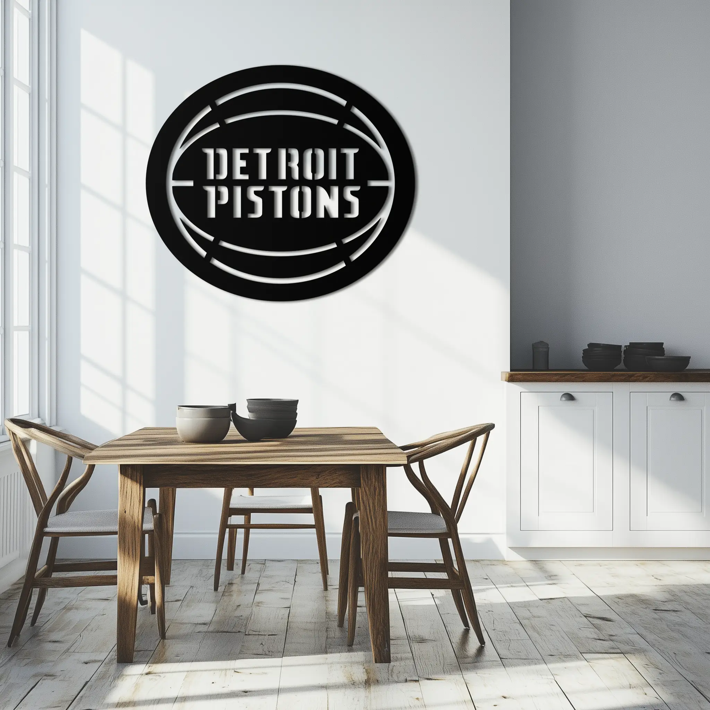 Detroit Pistons Metal Wall Art – Bold Basketball Logo Design for Sports Enthusiasts- KAF673 by Enova Art