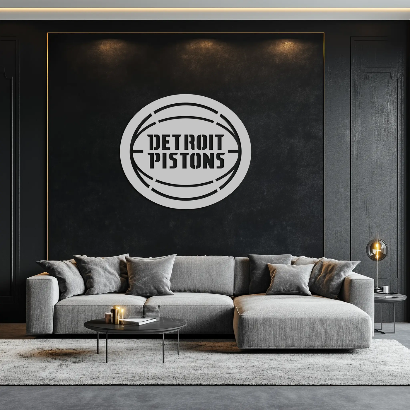 Detroit Pistons Metal Wall Art – Bold Basketball Logo Design for Sports Enthusiasts- KAF673 by Enova Art