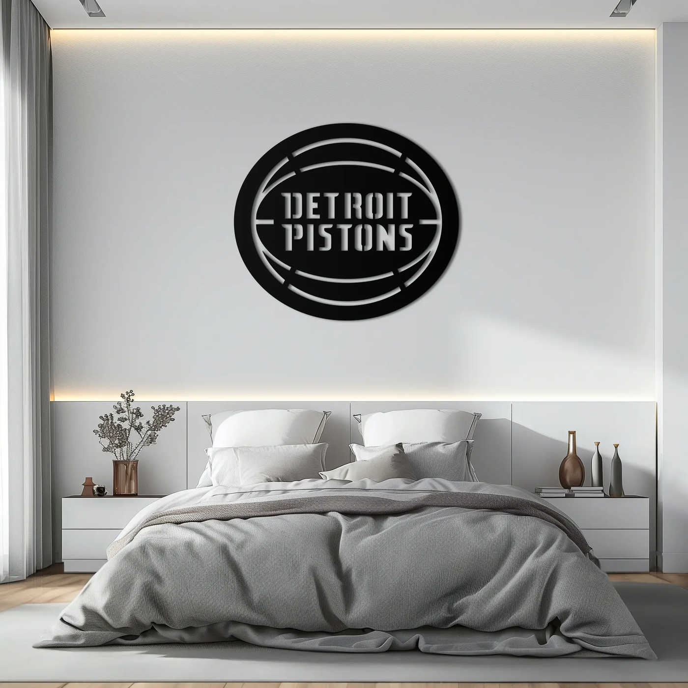 Detroit Pistons Metal Wall Art – Bold Basketball Logo Design for Sports Enthusiasts- KAF673 by Enova Art