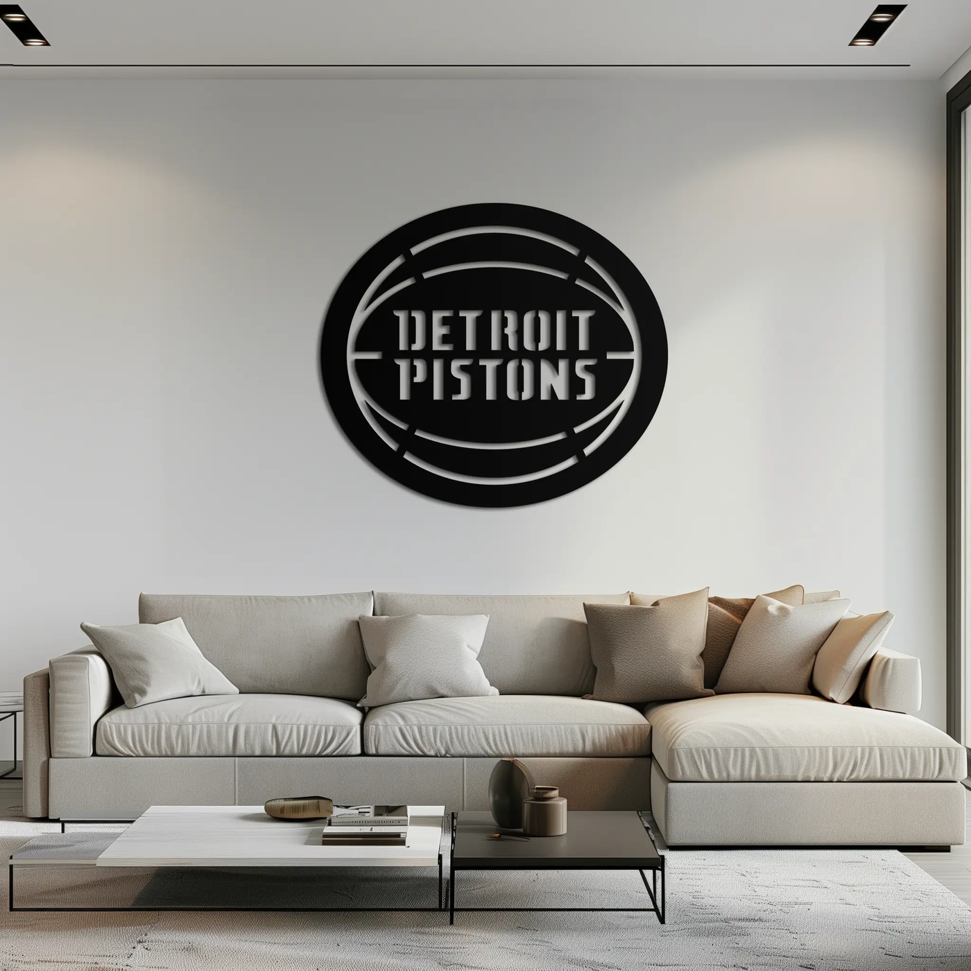 Detroit Pistons Metal Wall Art – Bold Basketball Logo Design for Sports Enthusiasts- KAF673 by Enova Art