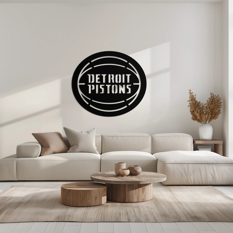 Detroit Pistons Metal Wall Art – Bold Basketball Logo Design for Sports Enthusiasts- KAF673 by Enova Art