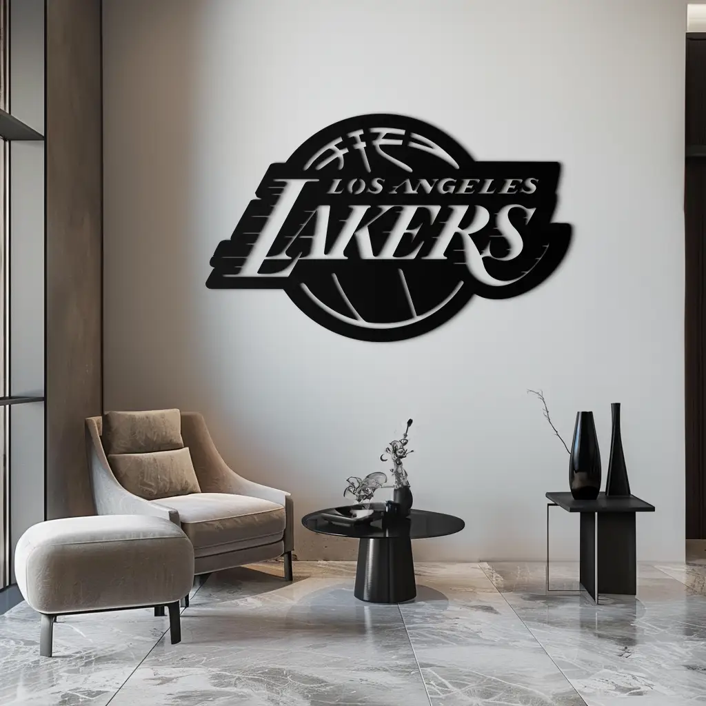 Los Angeles Lakers Logo Metal Wall Art – Iconic Basketball Team Silhouette Decor- KAF674 by Enova Art