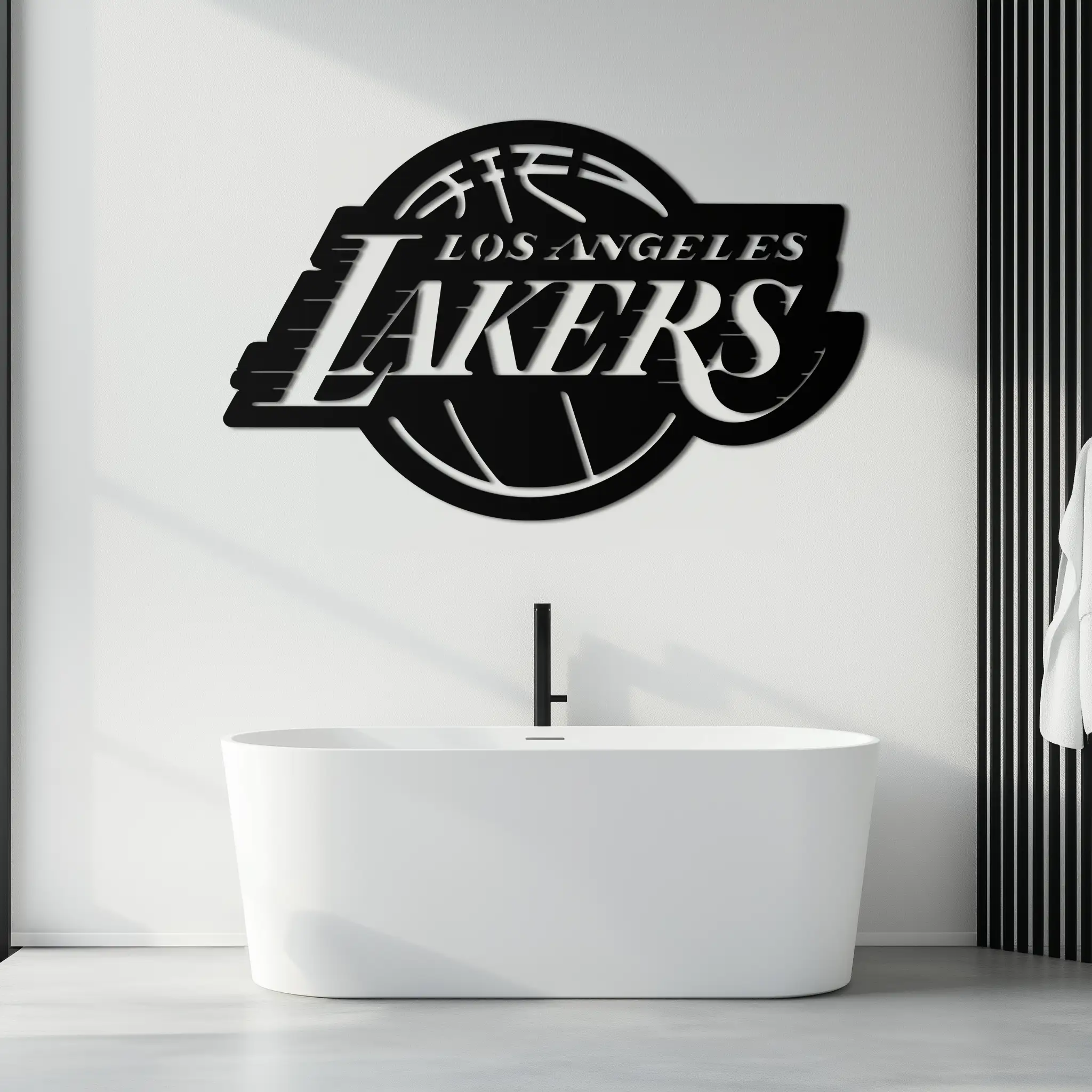 Los Angeles Lakers Logo Metal Wall Art – Iconic Basketball Team Silhouette Decor- KAF674 by Enova Art