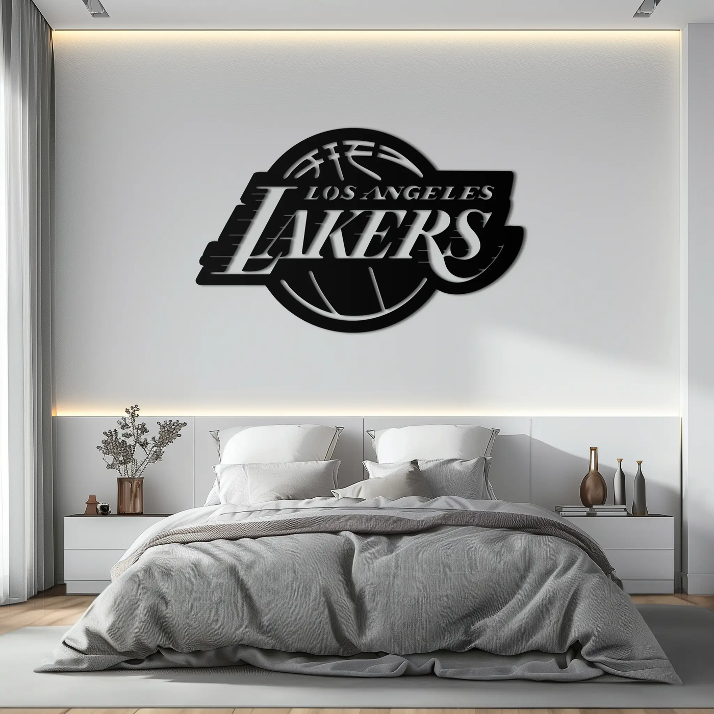 Los Angeles Lakers Logo Metal Wall Art – Iconic Basketball Team Silhouette Decor- KAF674 by Enova Art