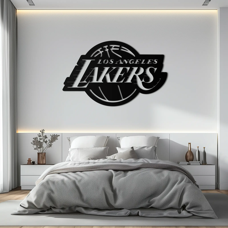 Los Angeles Lakers Logo Metal Wall Art – Iconic Basketball Team Silhouette Decor- KAF674 by Enova Art