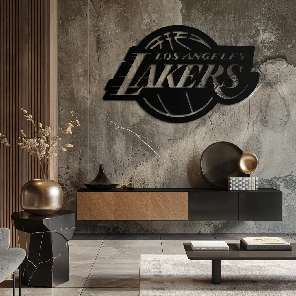 Los Angeles Lakers Logo Metal Wall Art – Iconic Basketball Team Silhouette Decor- KAF674 by Enova Art