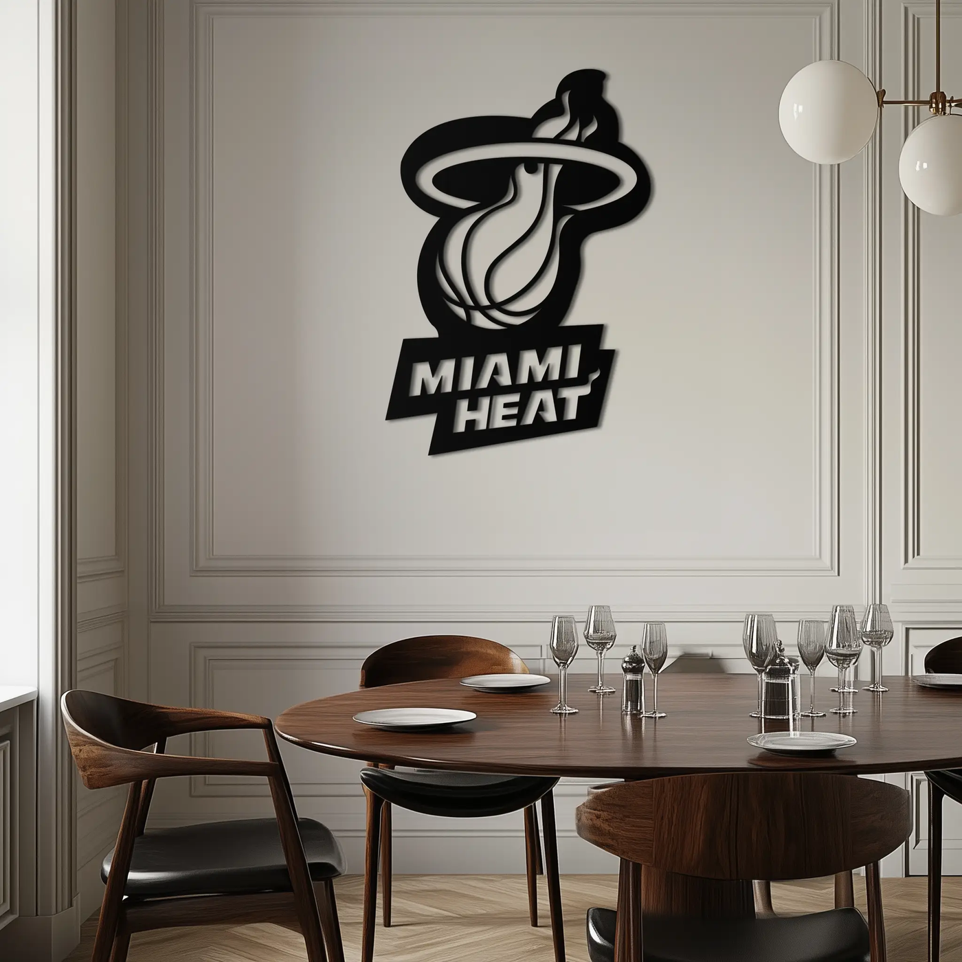 Miami Heat Basketball Logo Metal Wall Art – Sports-Inspired Modern Home Decor- KAF675 by Enova Art