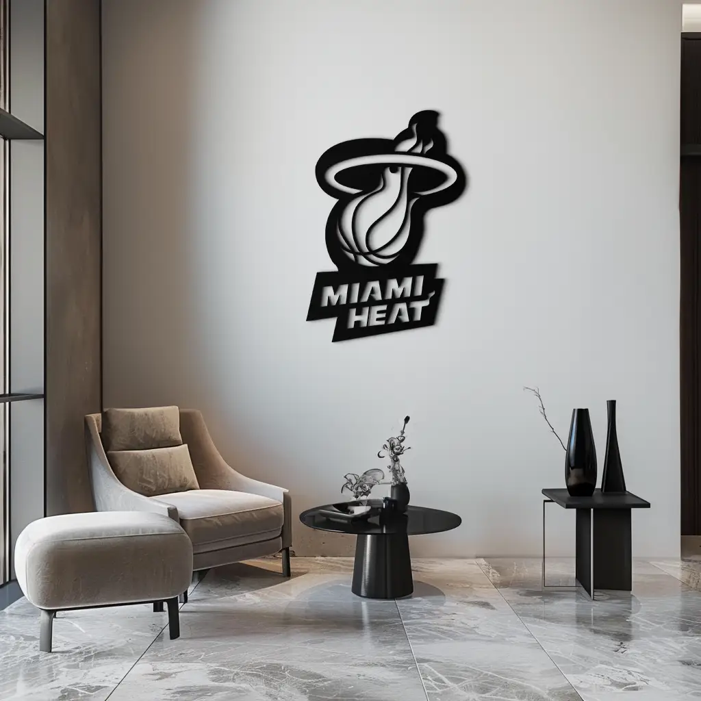Miami Heat Basketball Logo Metal Wall Art – Sports-Inspired Modern Home Decor- KAF675 by Enova Art