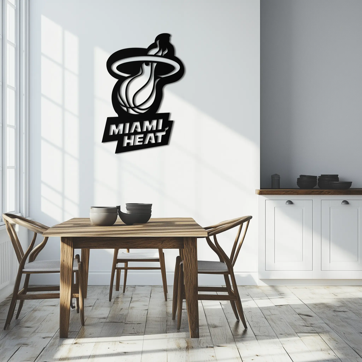 Miami Heat Basketball Logo Metal Wall Art – Sports-Inspired Modern Home Decor- KAF675 by Enova Art