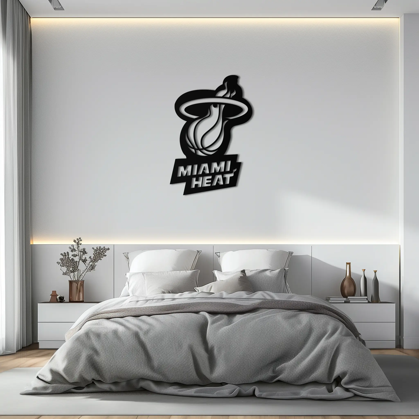 Miami Heat Basketball Logo Metal Wall Art – Sports-Inspired Modern Home Decor- KAF675 by Enova Art