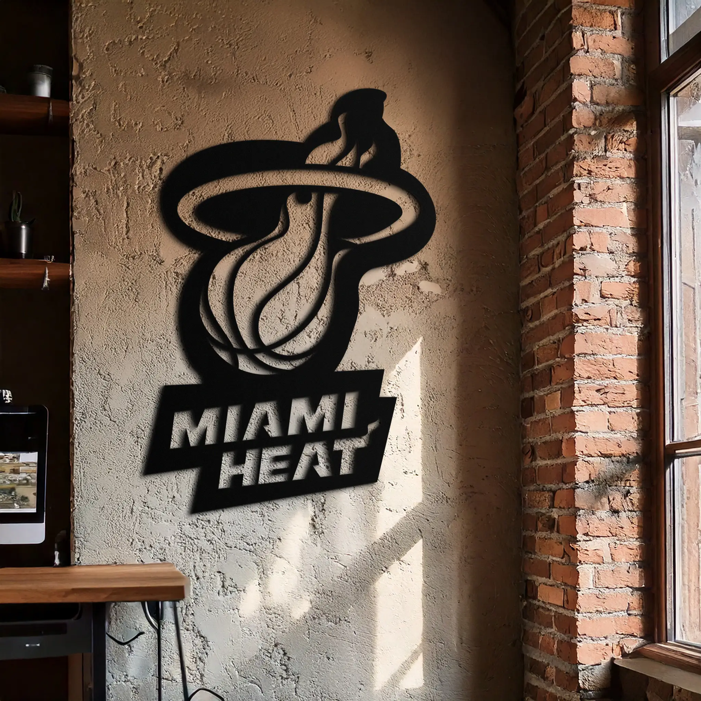 Miami Heat Basketball Logo Metal Wall Art – Sports-Inspired Modern Home Decor- KAF675 by Enova Art