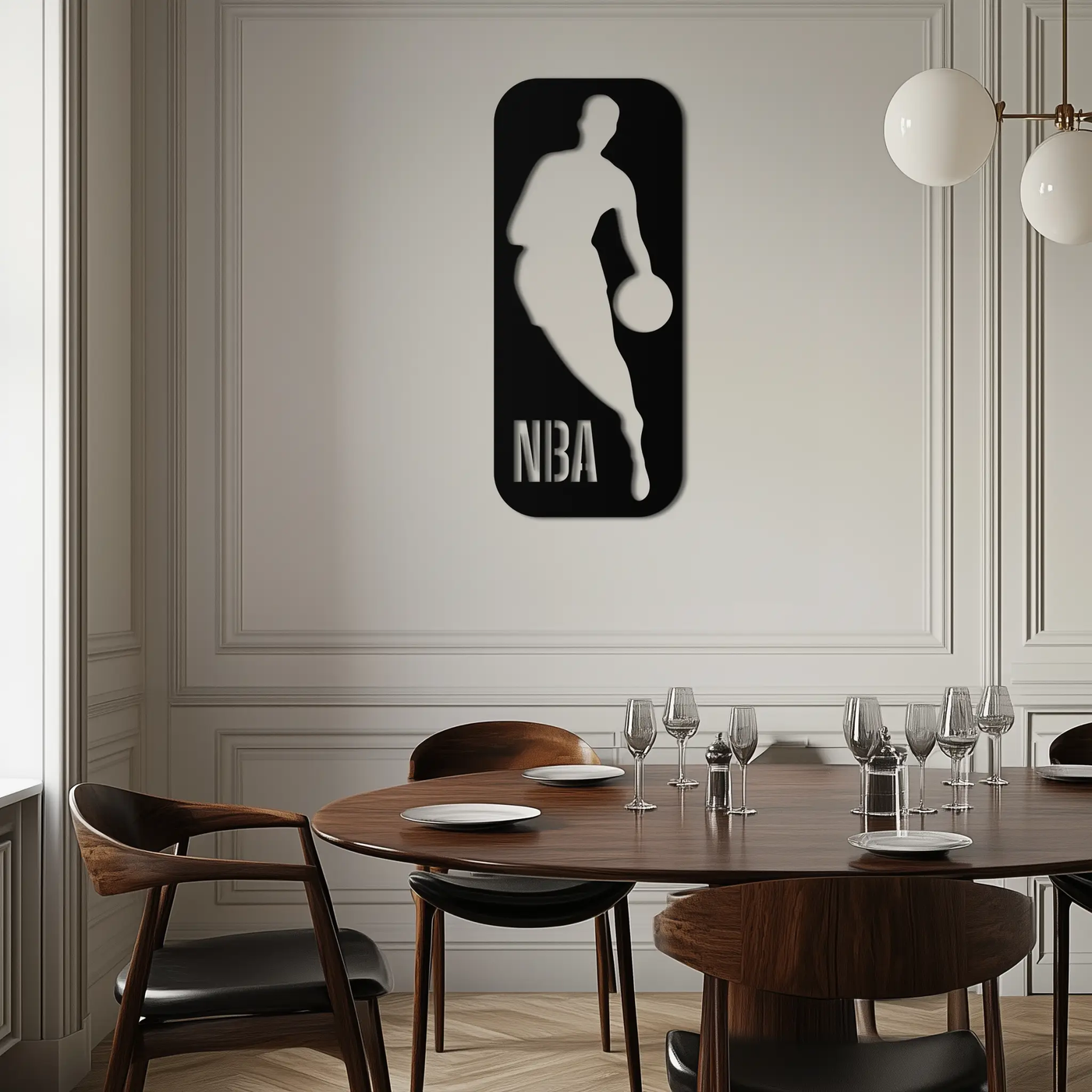 NBA Basketball Player Silhouette Metal Wall Art – Iconic Sports Decor for Game Rooms- KAF676 by Enova Art