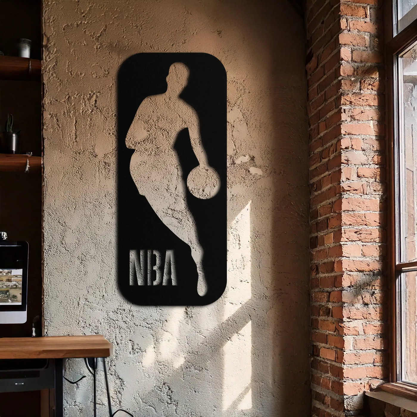 NBA Basketball Player Silhouette Metal Wall Art – Iconic Sports Decor for Game Rooms- KAF676 by Enova Art