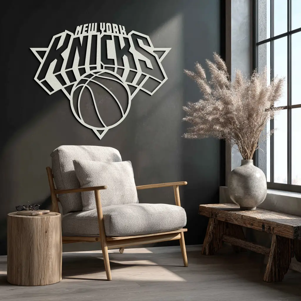 New York Knicks Basketball Logo Metal Wall Art – Bold Sports-Inspired Home Decor- KAF677 by Enova Art
