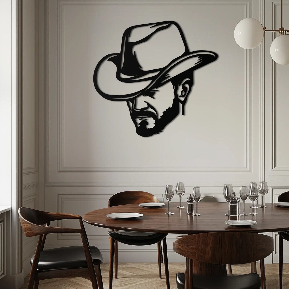Cowboy Face Silhouette Metal Wall Art – Western Country Style Wall Decor for Home or Office- KAF679 by Enova Art