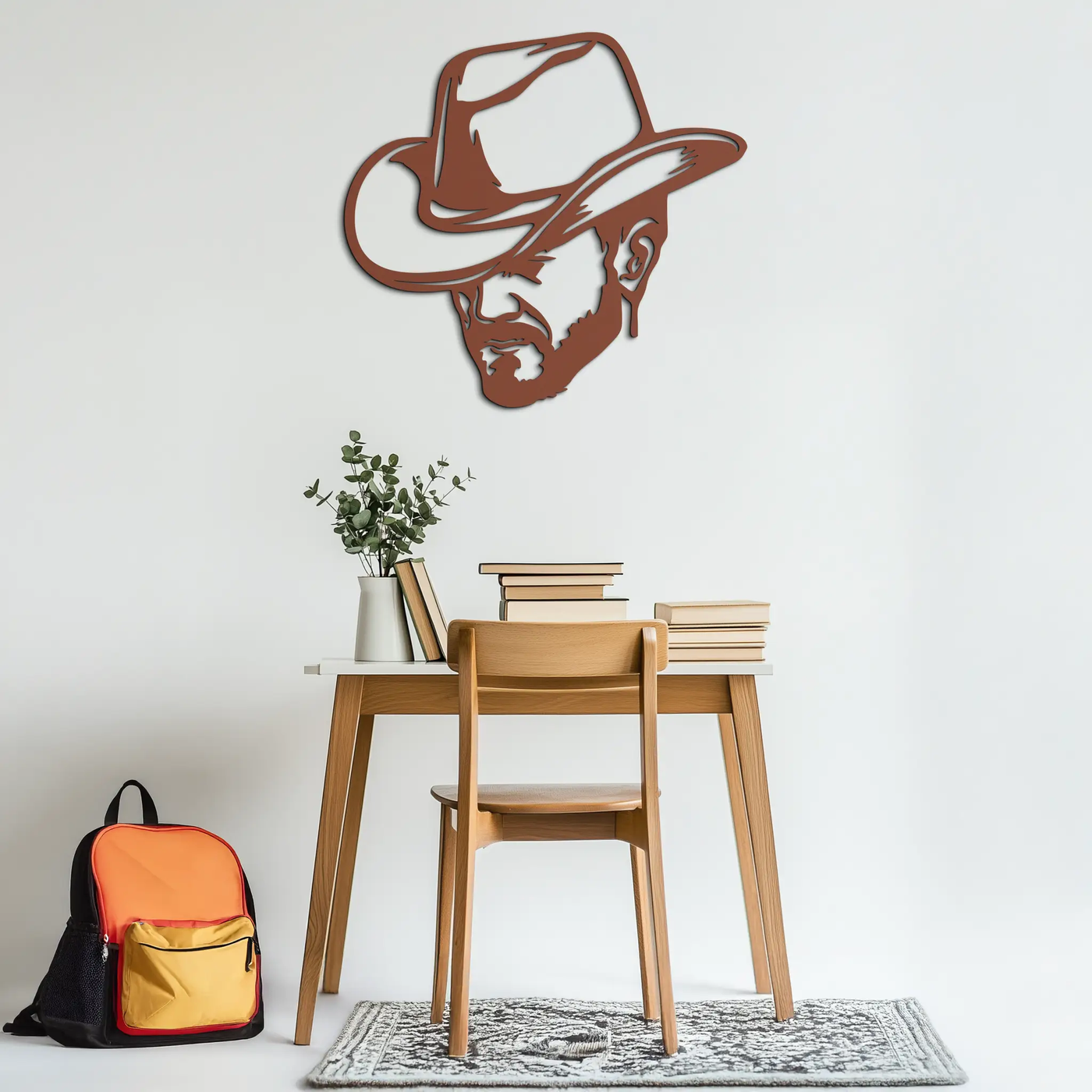 Cowboy Face Silhouette Metal Wall Art – Western Country Style Wall Decor for Home or Office- KAF679 by Enova Art