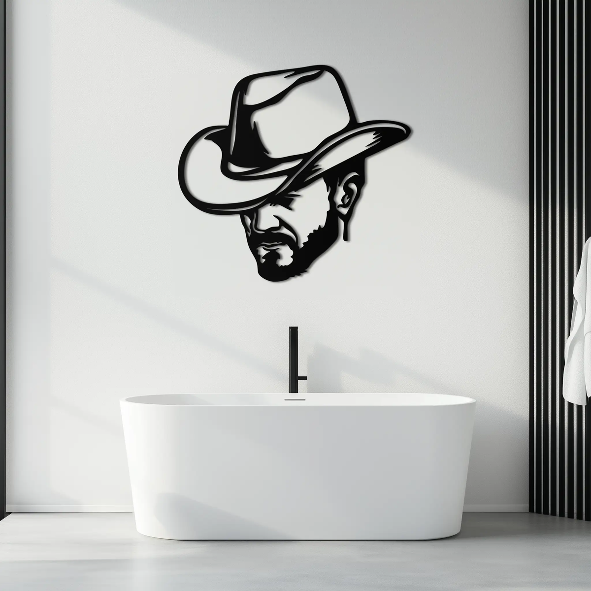 Cowboy Face Silhouette Metal Wall Art – Western Country Style Wall Decor for Home or Office- KAF679 by Enova Art