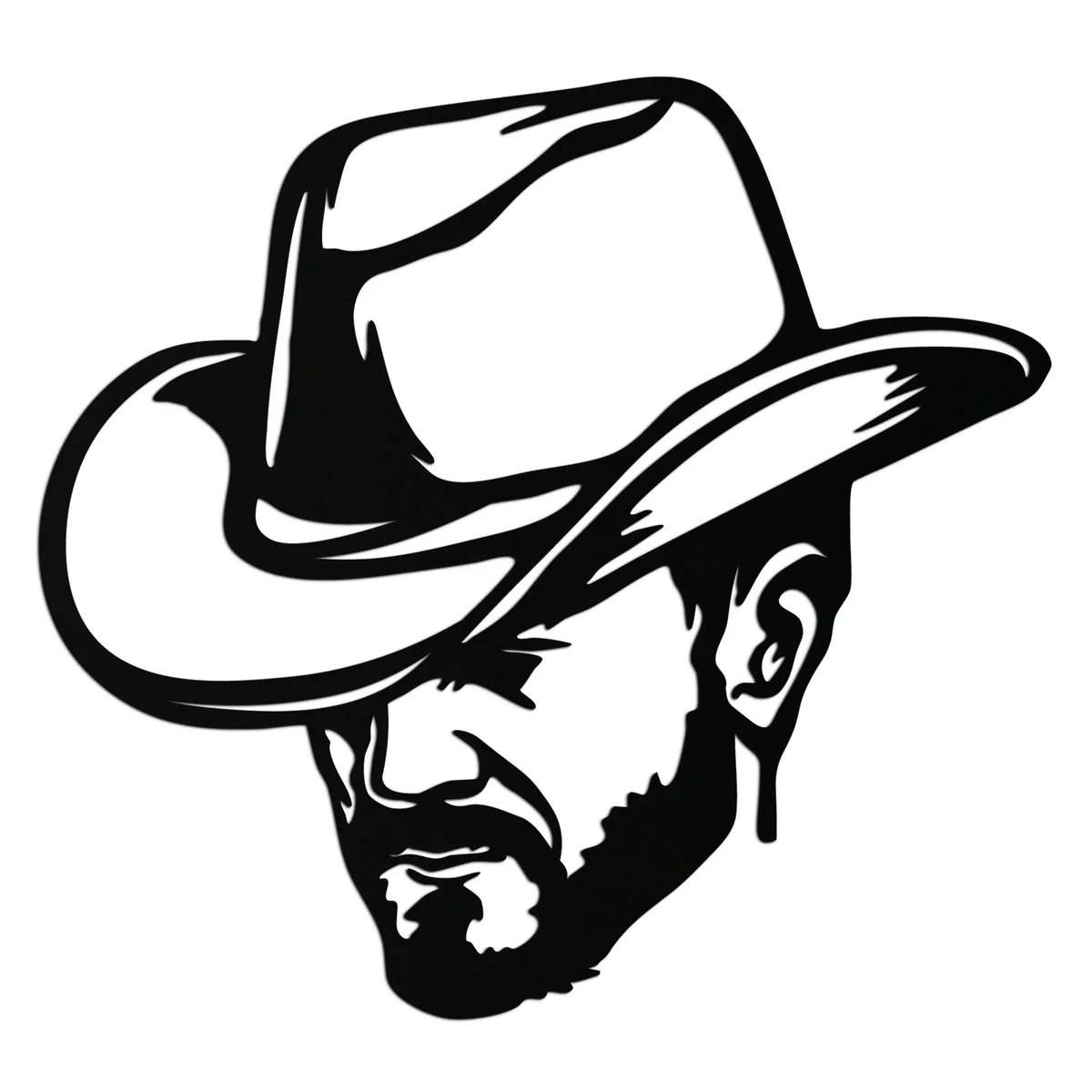 Cowboy Face Silhouette Metal Wall Art – Western Country Style Wall Decor for Home or Office- KAF679 by Enova Art
