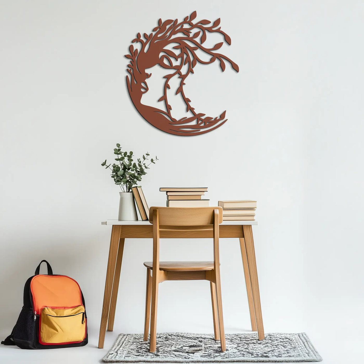 Tree Woman Silhouette Metal Wall Art – Nature-Inspired Feminine Design for Home Decor- KAF680 by Enova Art
