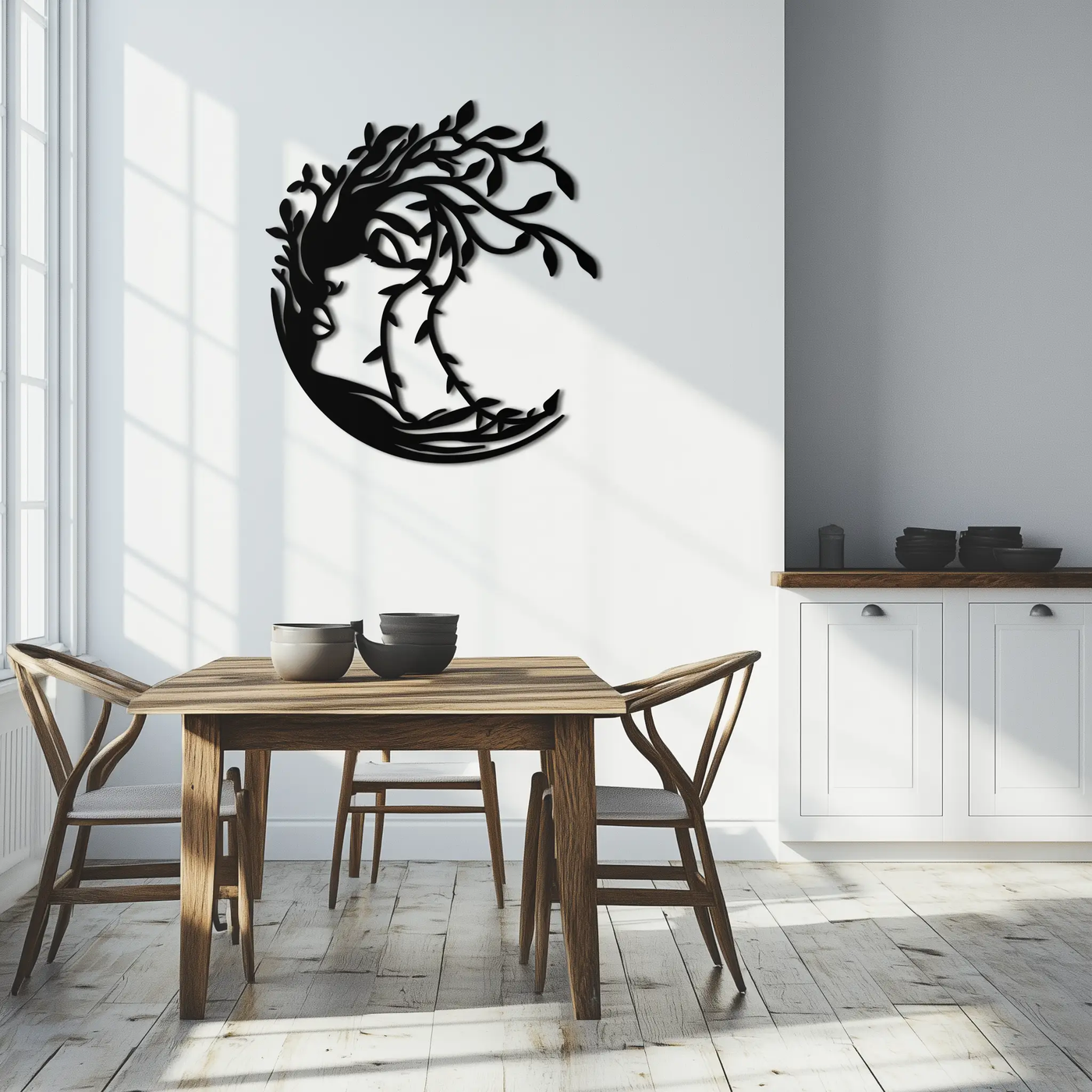 Tree Woman Silhouette Metal Wall Art – Nature-Inspired Feminine Design for Home Decor- KAF680 by Enova Art