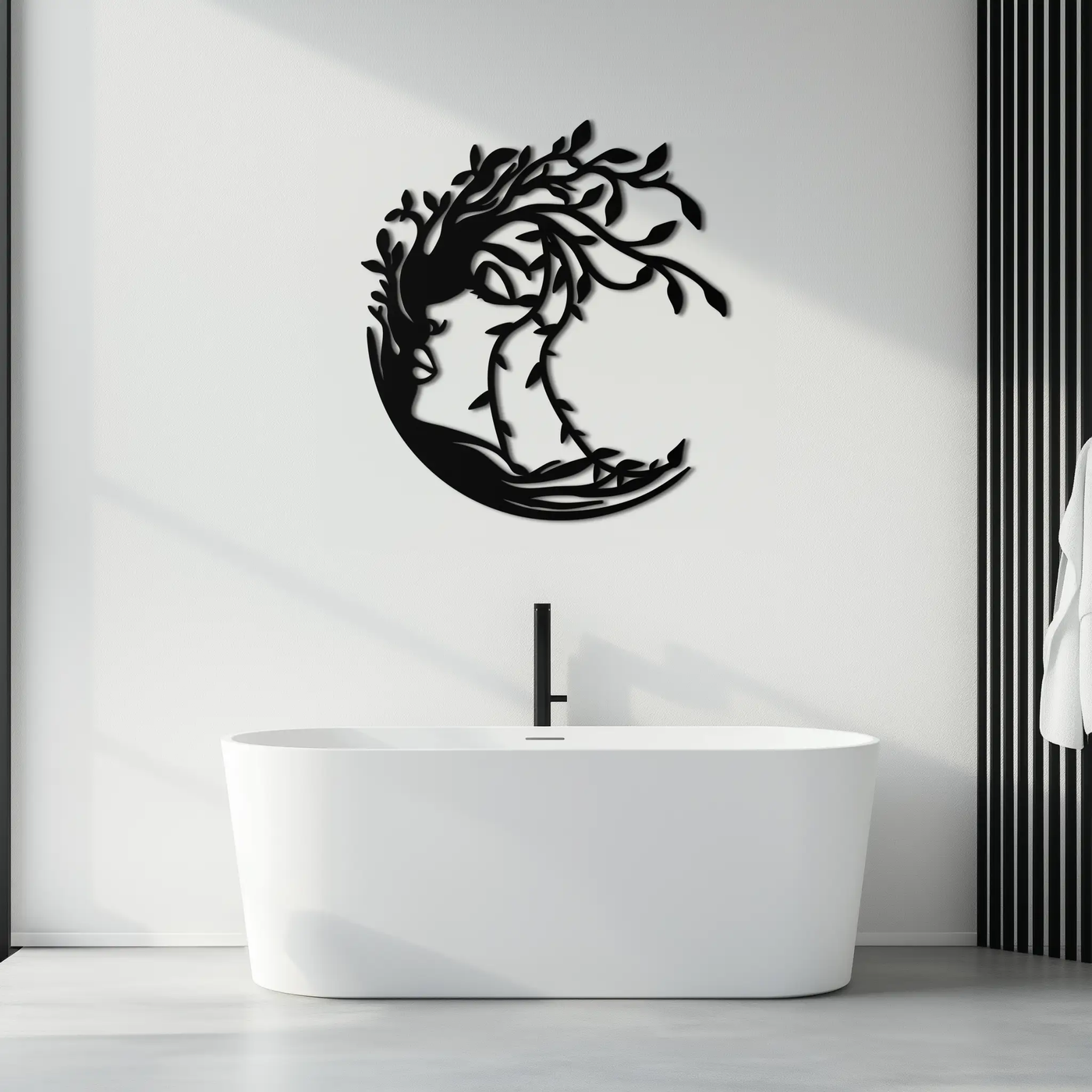 Tree Woman Silhouette Metal Wall Art – Nature-Inspired Feminine Design for Home Decor- KAF680 by Enova Art